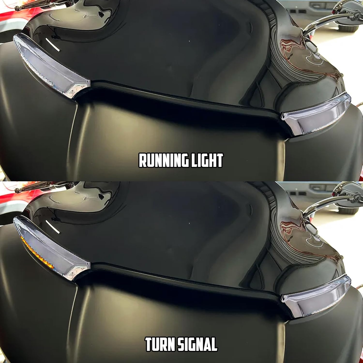 Motorcycle Windshield Trim Turn Signals Lights Fit for Harley Touring Road Glide FLTRXS FLTRK FLTRX 2015-2025, Windscreen Fairing Turn Signals LED Fit for Road Glide Running Light 2015-up Chrome