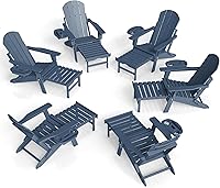 Vista 49 de FOOWIN Adirondack - Silla Adirondack con otomana retráctil, silla Adirondack plegable ajustable de polietileno de alta densidad con bandejas 4 en 1