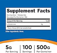 Vista 2 de Nutricost - L-Glutamina en polvo (17.6 onzas) sin sabor, sin gluten y sin OMG, 100 porciones