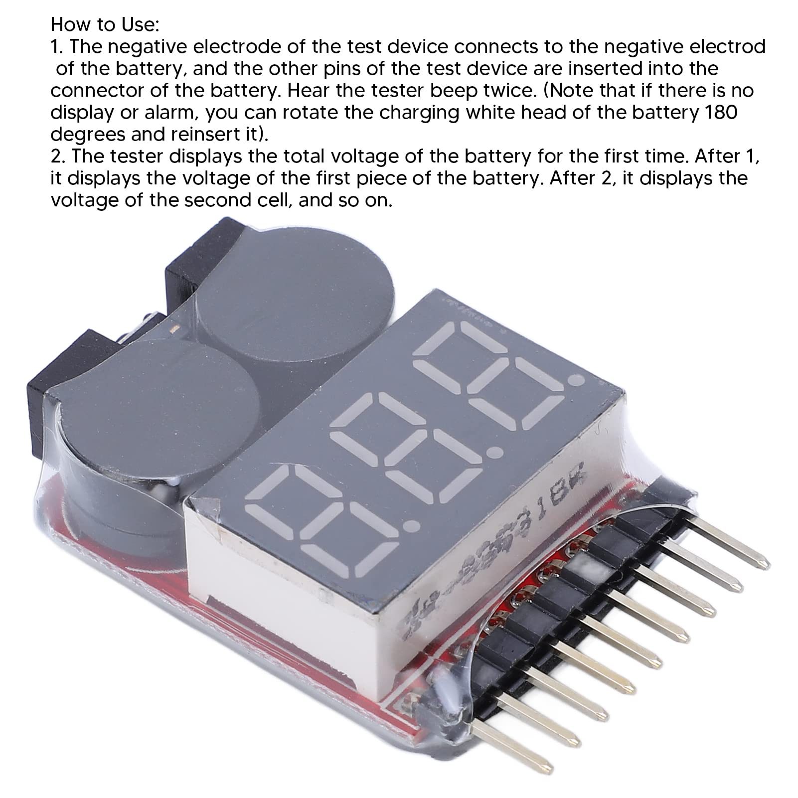 10Pcs Lipo Battery Voltage Tester Monitor Low Voltage Alarm with Digital Display for 1 to 8S Lithium Battery Testing