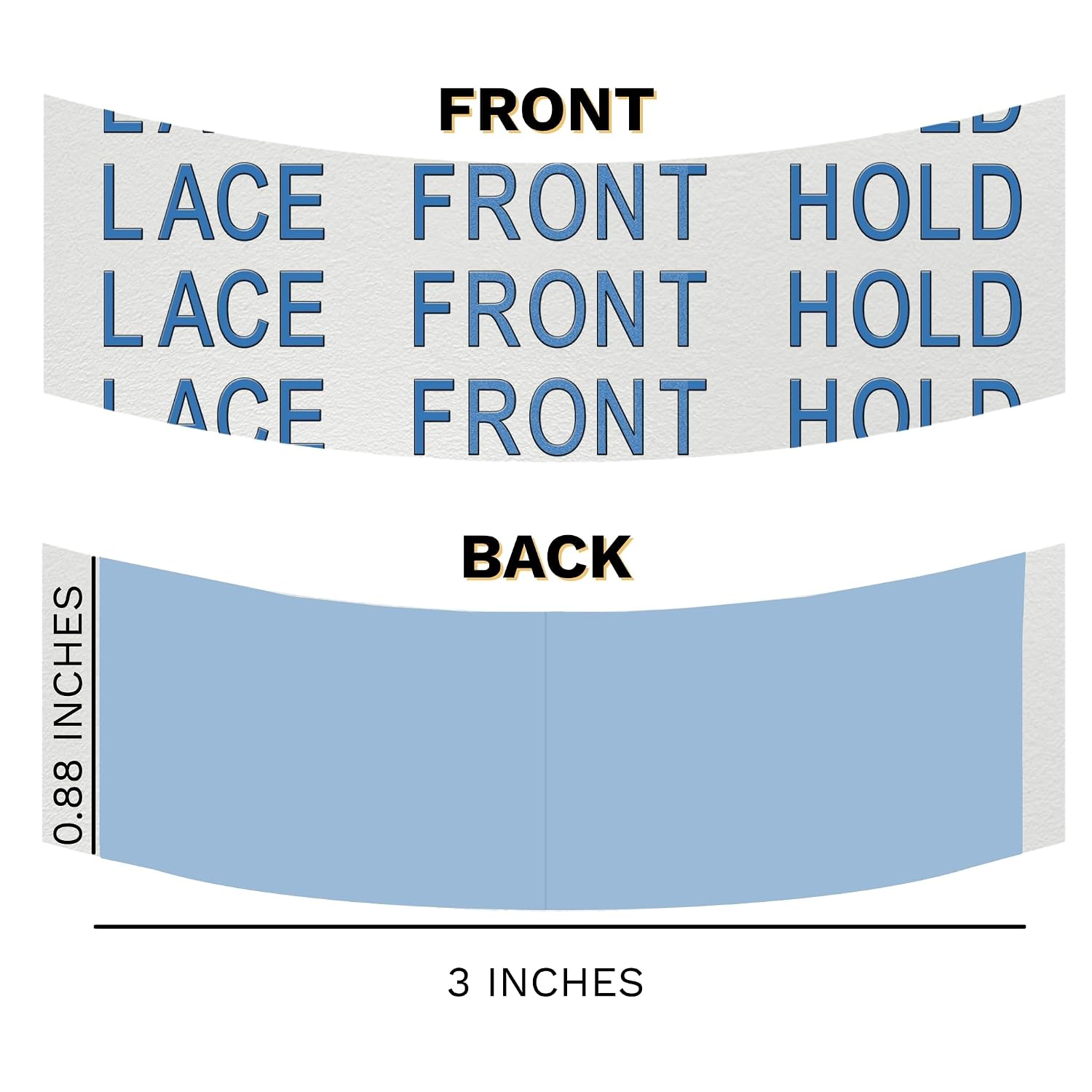 Sunshine Tape Premium Blue Liner Lace Front Hold Wig Tape | 108 Pieces | Double Sided Hair Strips for Toupee | Strong Waterproof Hold | Made in USA (108, Back Curve)