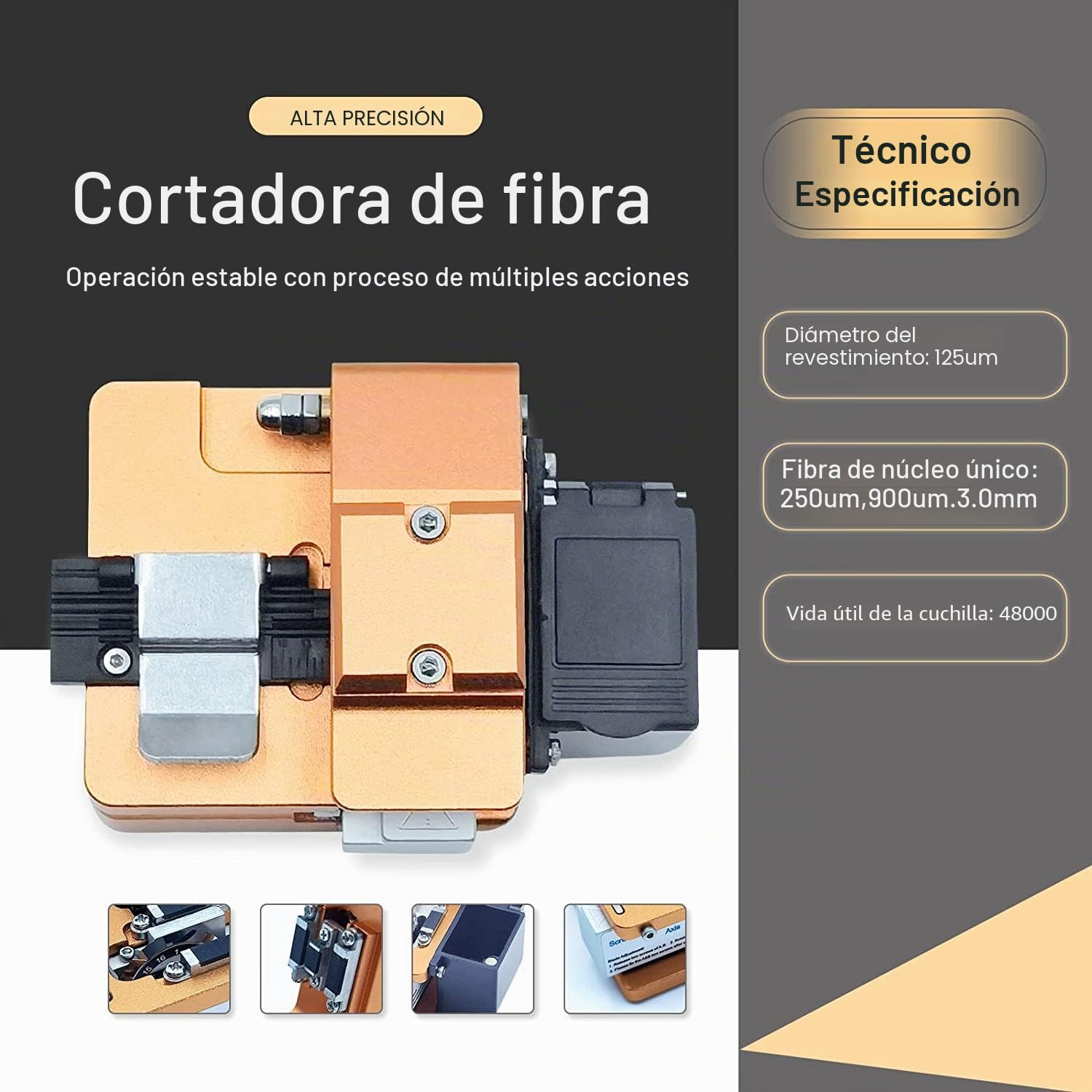Signal fire Fiber Cleaver, cortador de fibra óptica de alta precisión con 16 puntos de corte y 48000 ranuras