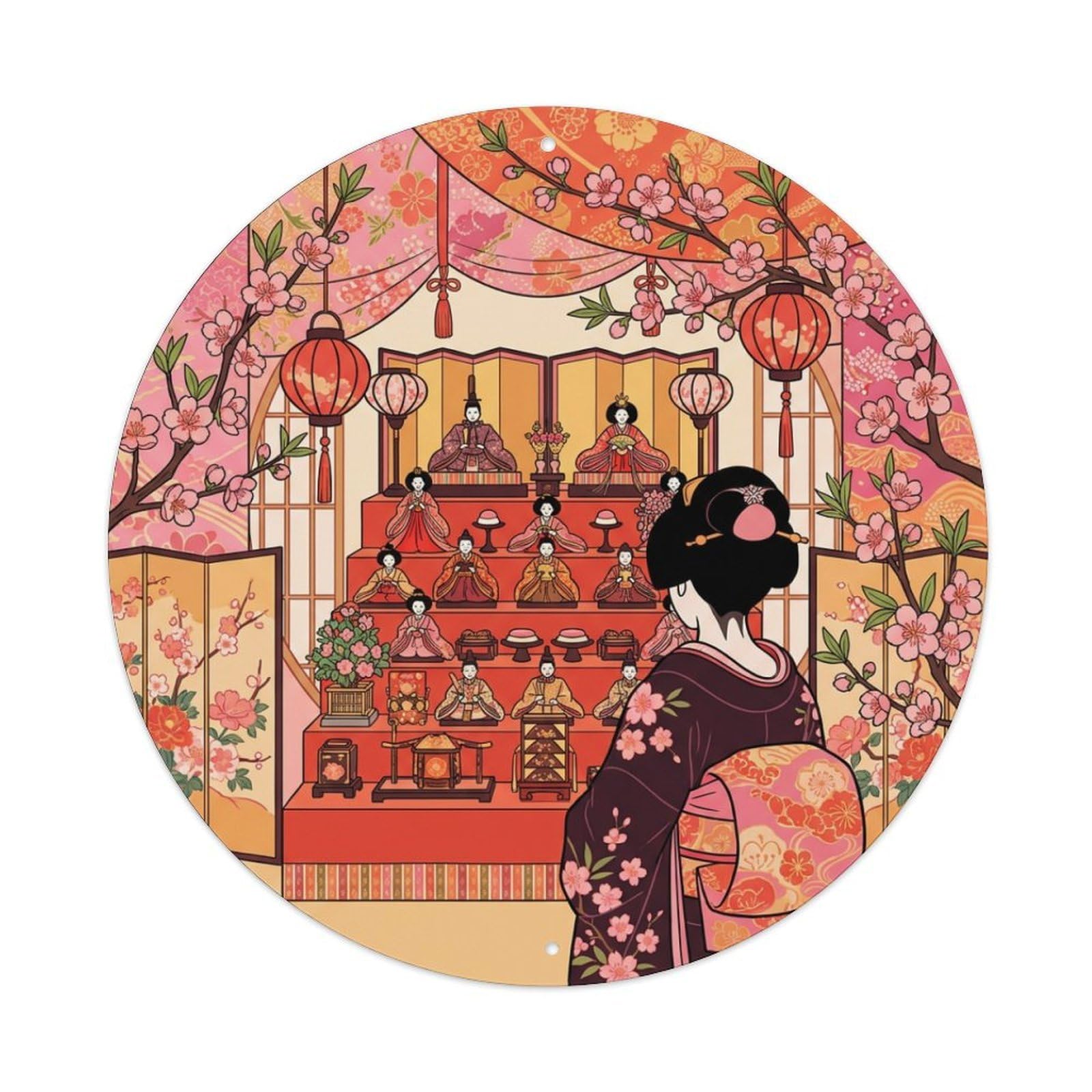 Fqnyr Style Metal Tin Sign Japanese Geisha Dolls Hinamatsuri Celebration