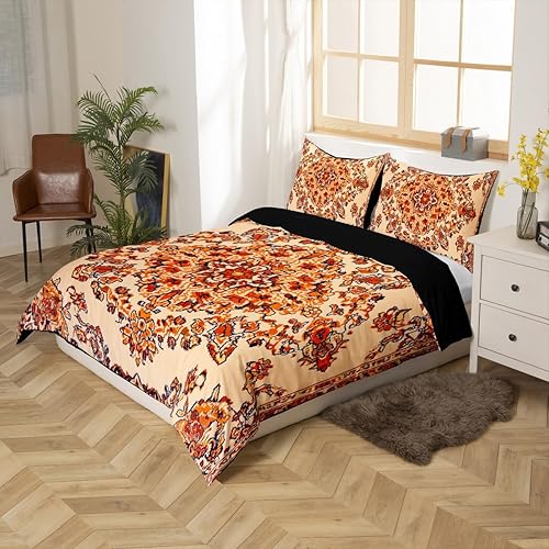 Miniatura 2 de Erosebridal Funda de edredón con patrón étnico tamaño Queen, juego de ropa de cama bohemio rojo bohemio, funda de edredón abstracta floral bohemia