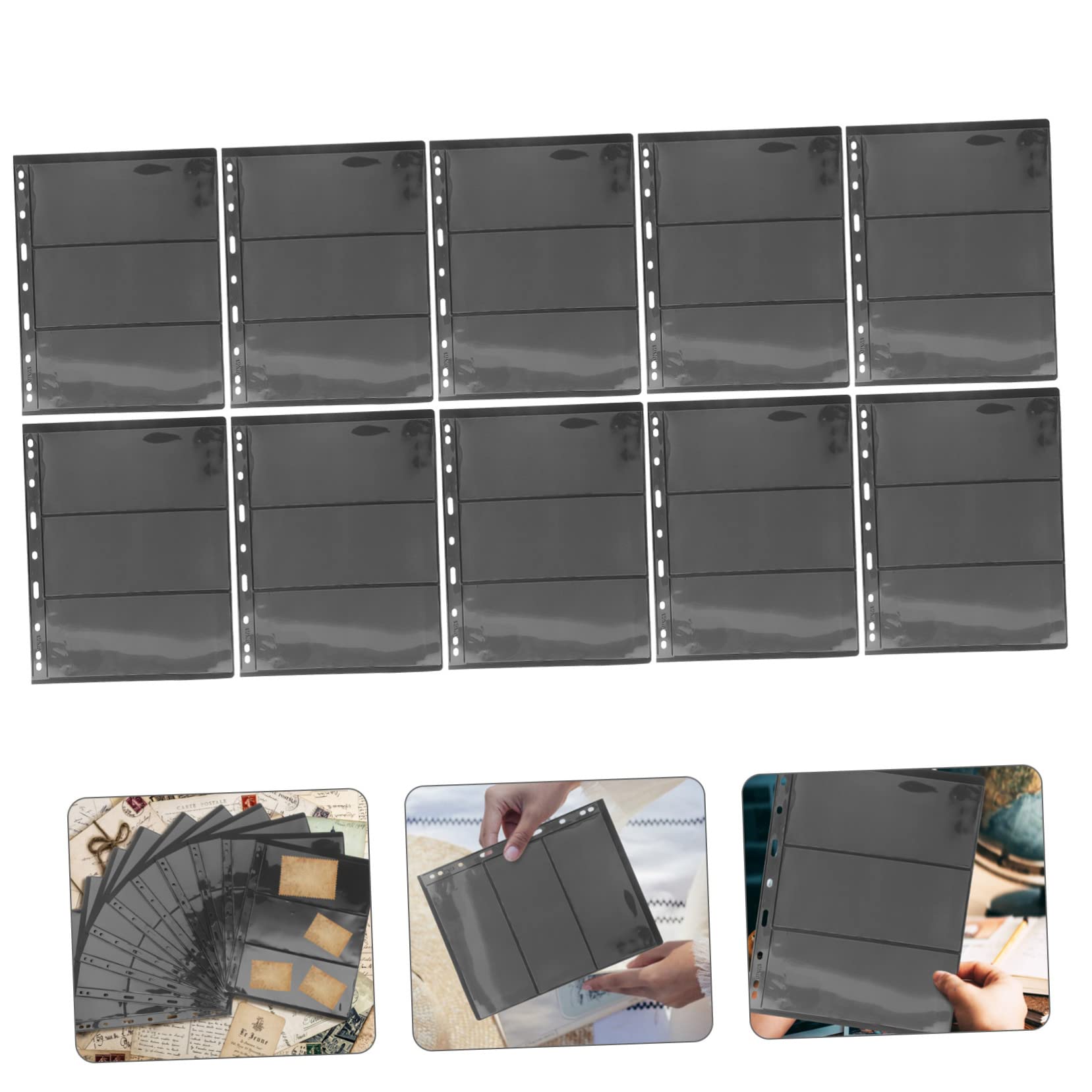 Hohopeti 10fogli Raccoglitore Scatola Espandibile in Pvc Di Libro Di Francobolli Mobili Per Collezionisti Porta Francobolli Trasparente Riutilizzabile e Cancellabile Tasca Porta