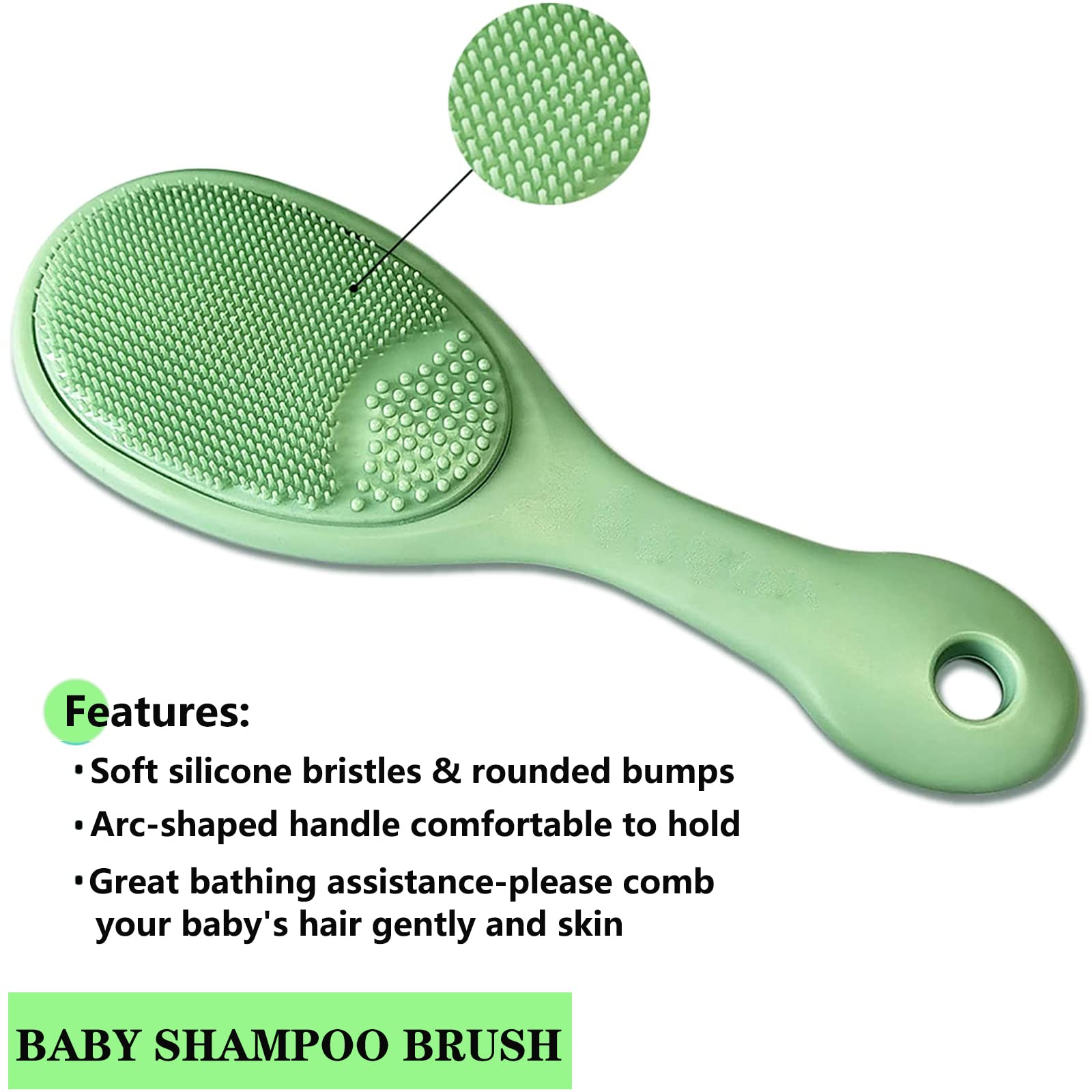 Set di 3 spazzole per capelli e pettini per neonati e bambini, con morbide setole di capra, spazzola da bagno in silicone e pettine per neonati e bambini, regalo perfetto per la lista dei