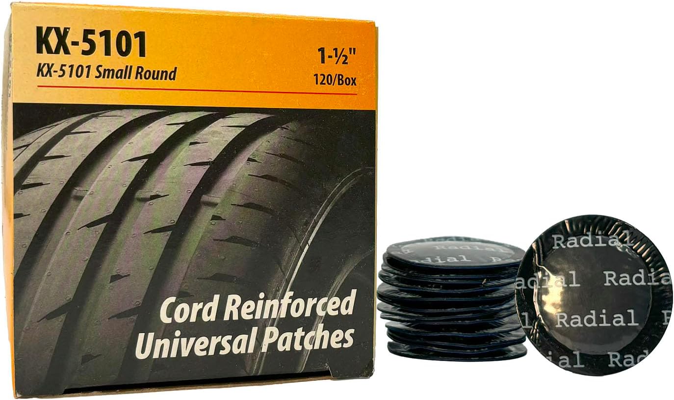 KEX KX-5101 Fabric Reinforced Universal 1-9/16 inch Round Patches for Radial and Bias Ply Tires, 120 Units