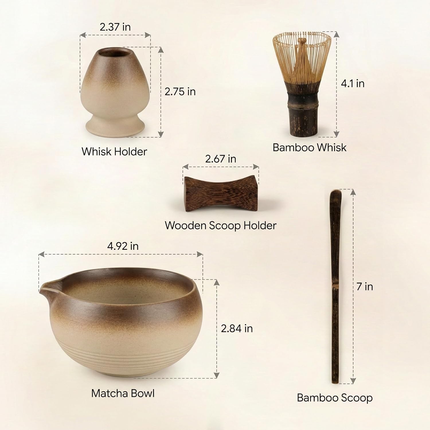 Matcha Whisk Set, 5-Piece Matcha Kit with Handmade Ceramic Bowl, 100-Prong Bamboo Whisk, Scoop, Holder & Rest – Premium Matcha Tea Set for Beginners & Tea Lovers, Gift Ready