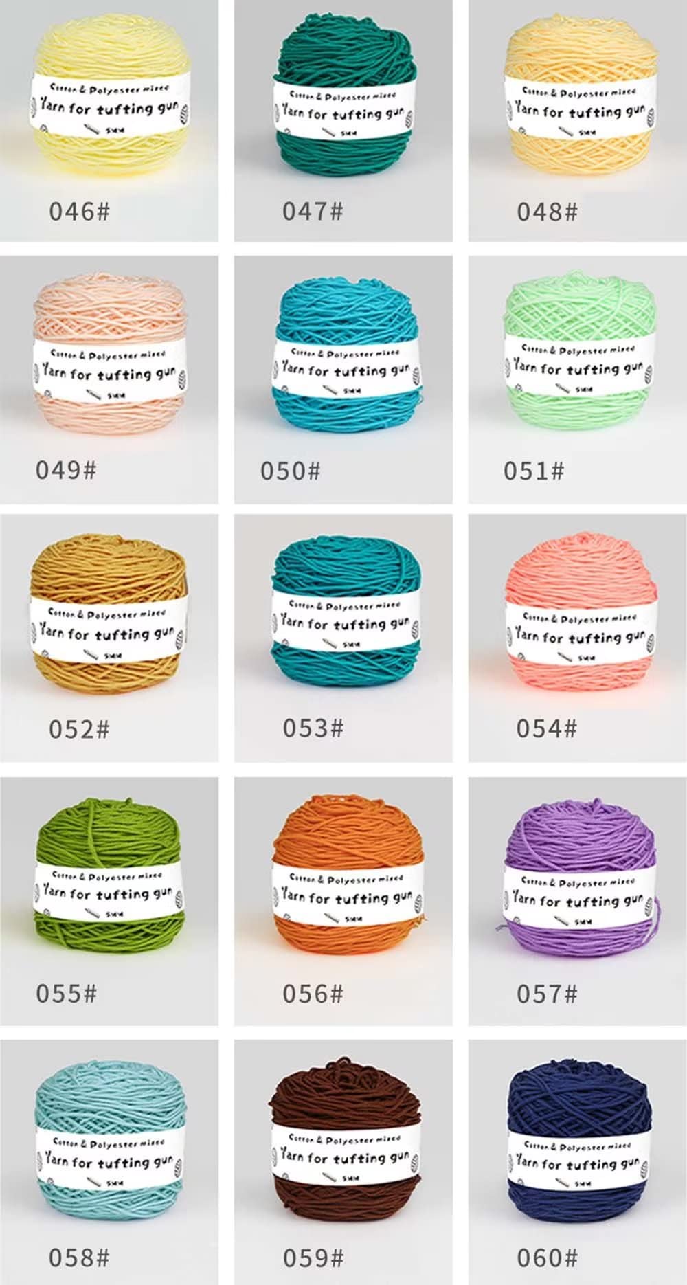 Farbiges Strickgarn, Tufting- und Häkelgarn for Pistolen, 6er-Pack, Baumwoll-Polyester-Mischgewebe, 5 mm, 8 Stränge, mehrfarbig, Größe M(A-6 Rolls)