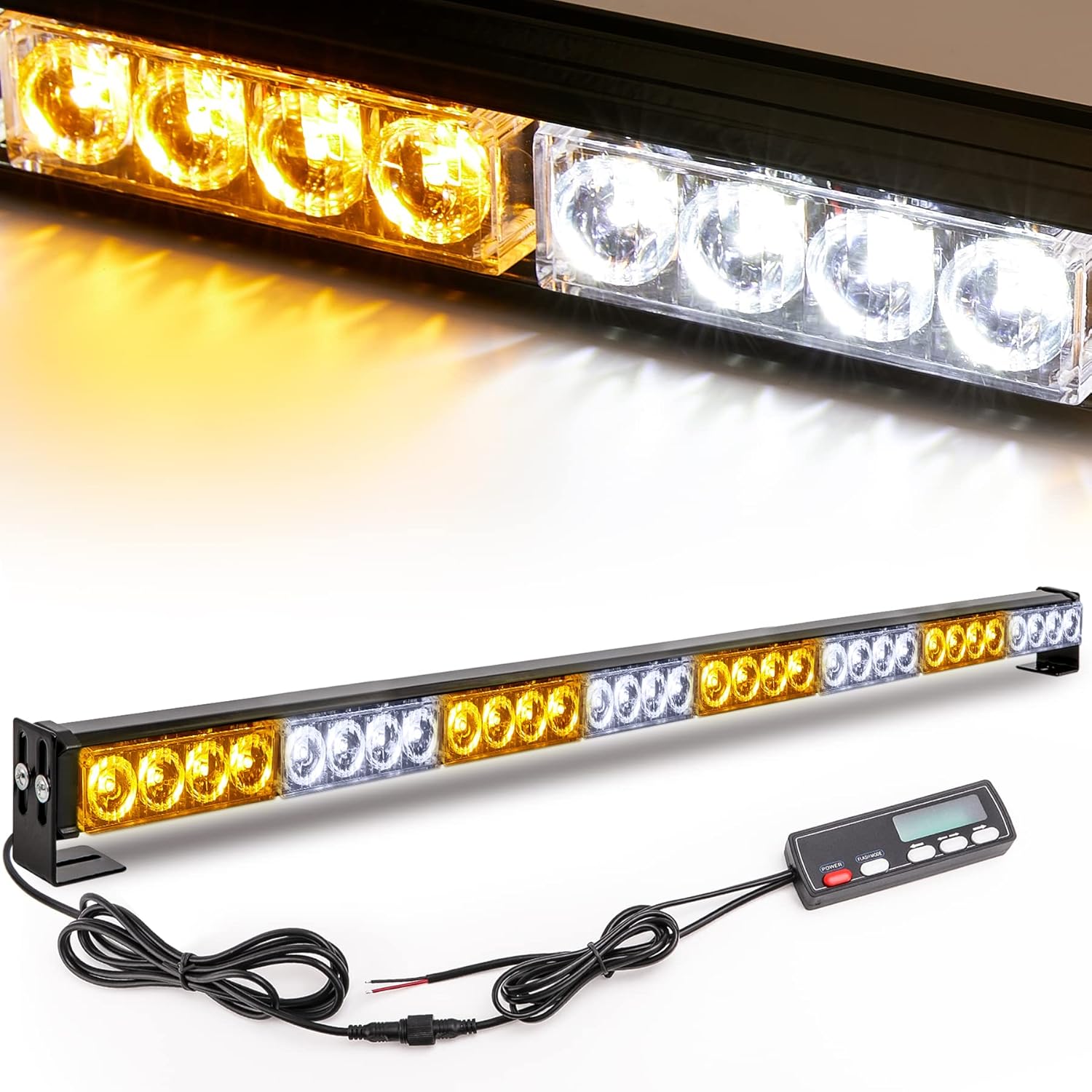 Emergency Light Bar 36 Inch 16 Flash Modes 32 Led Emergency Strobe