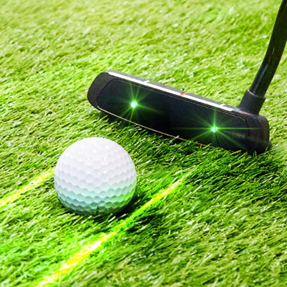 Double Line Black Laser Putter Laser Guide Putting Trainer with English Manual,Battery Type + Golf Putting Practice Mat