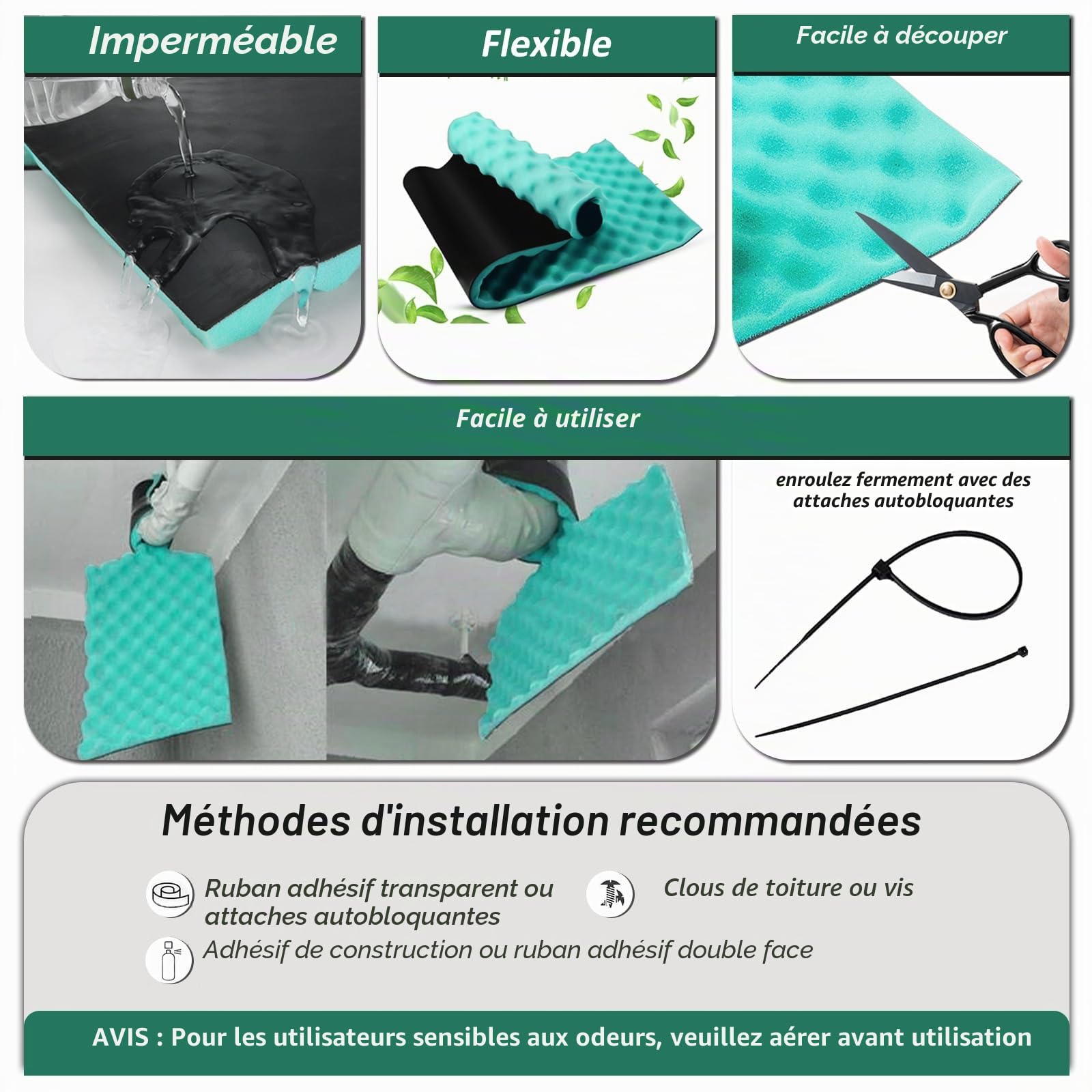 BXI Panneaux acoustiques en mousse à double isolation acoustique, 100 X 34 X 2,5 cm Panneaux en mousse acoustique à nid d'abeille pour insonorisation, Panneaux d'atténuation sonore pour CVC, tuyaux