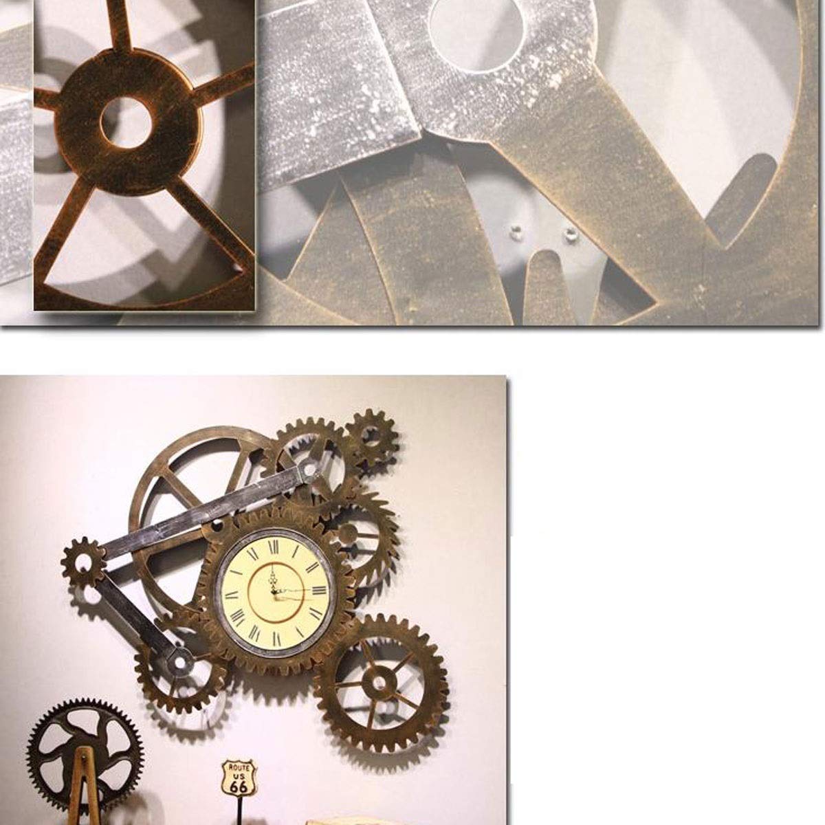 Reloj de Pared Estilo Industrial, Reloj con Engranaje Retro, silencioso Roma, Creativo for decoración Bar y cafetería