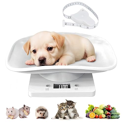 Báscula digital para mascotas con cinta métrica, báscula de animales pequeños de 33 libras33.1 lbs con pantalla LCD, báscula de alimentos de cocina,