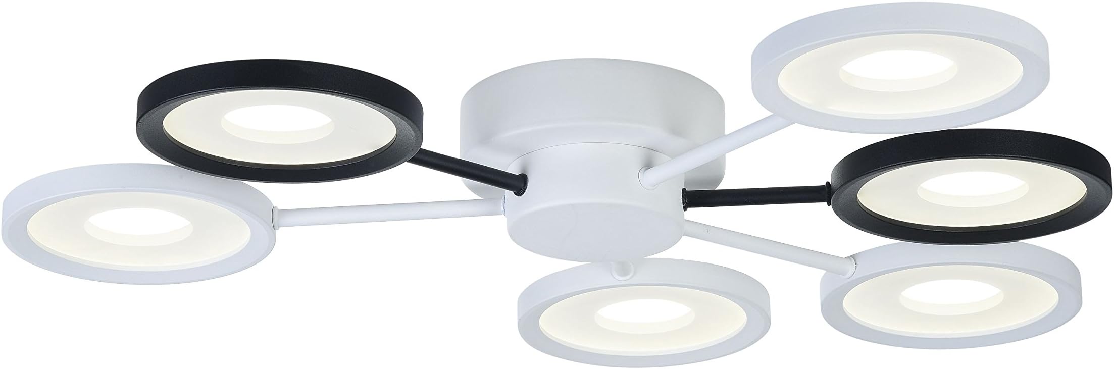 Modern Ceiling Lamp, White/Black Round Metal Shades, Metal Frame, LED Module 48W 4000-4500 Lumen