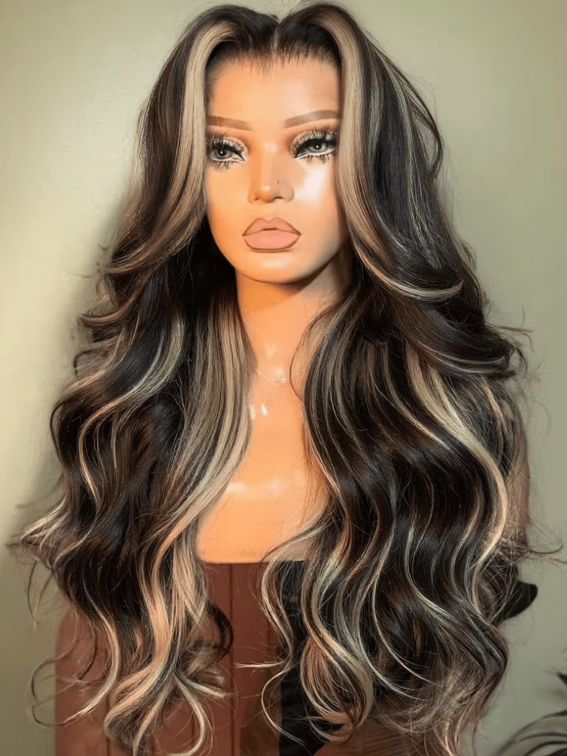 UNICE Bye Bye Slip Glueless 7x5 Pre Cut Lace Front Wigs Human Hair Butterscotch Highlights Brown Loose Wave Put on and Go Wig Pre Plucked Bleached Knots 150% De