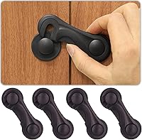 KongNai 4 Pack Childproof Cabinet Locks for Babies - Adhesive Safety Latches for Drawers, Cupboards, Fridge & Pantry Doors