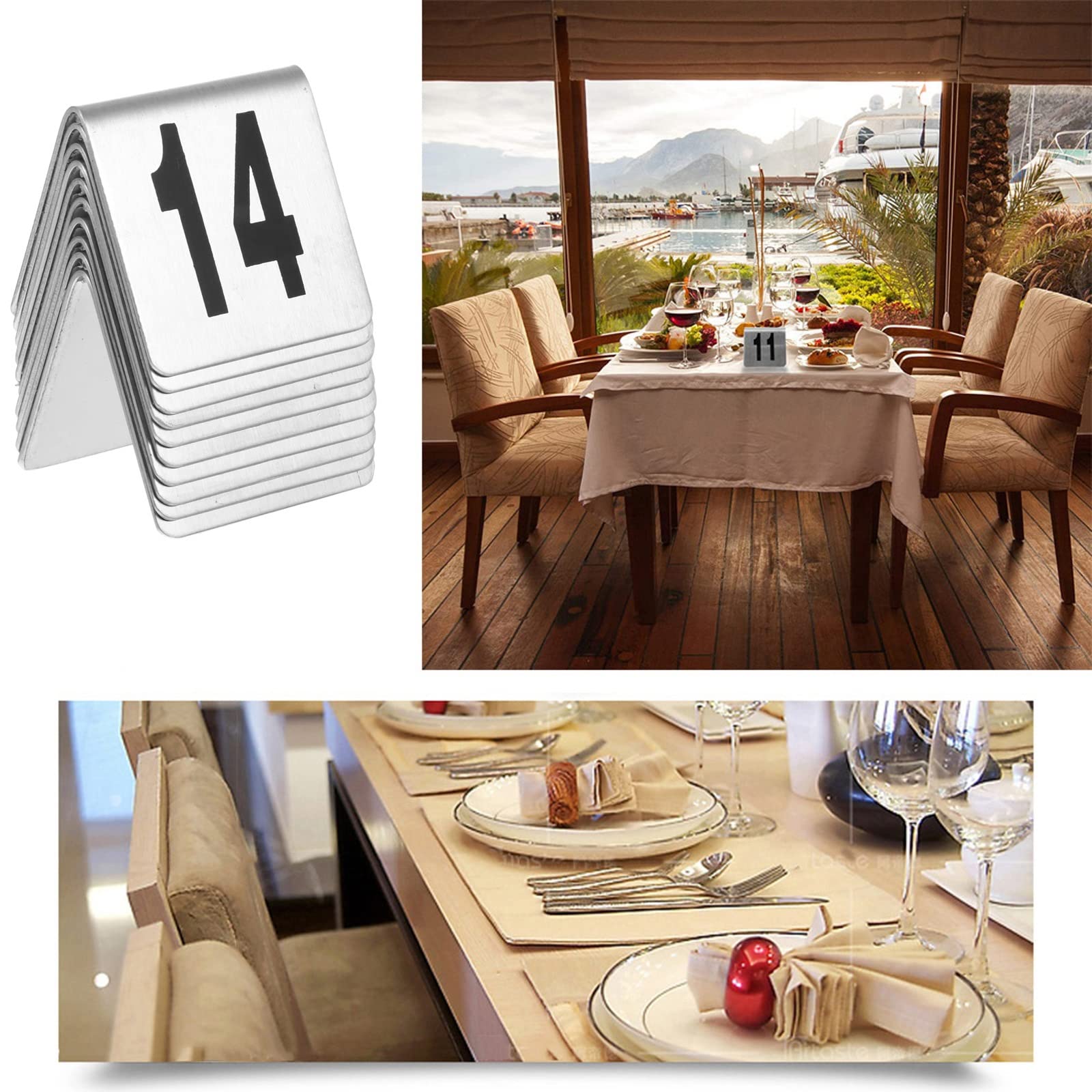 Tischnummern für Hochzeiten – Tischnummernschilder aus Edelstahl, Teller – für Restaurant, Café, Barrant, Café, Bar, Platzmarkierung, Tischkarten, Teller, Digitale Tischkarte 1–50 oder 1–100