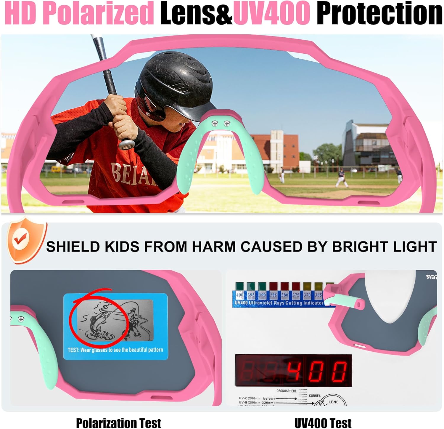 X-TIGER Kids Sunglasses Polarized Youth Baseball Sunglasses for 8-14 boys girls UV400 Sports Softball Cycling Glasses - Image 4