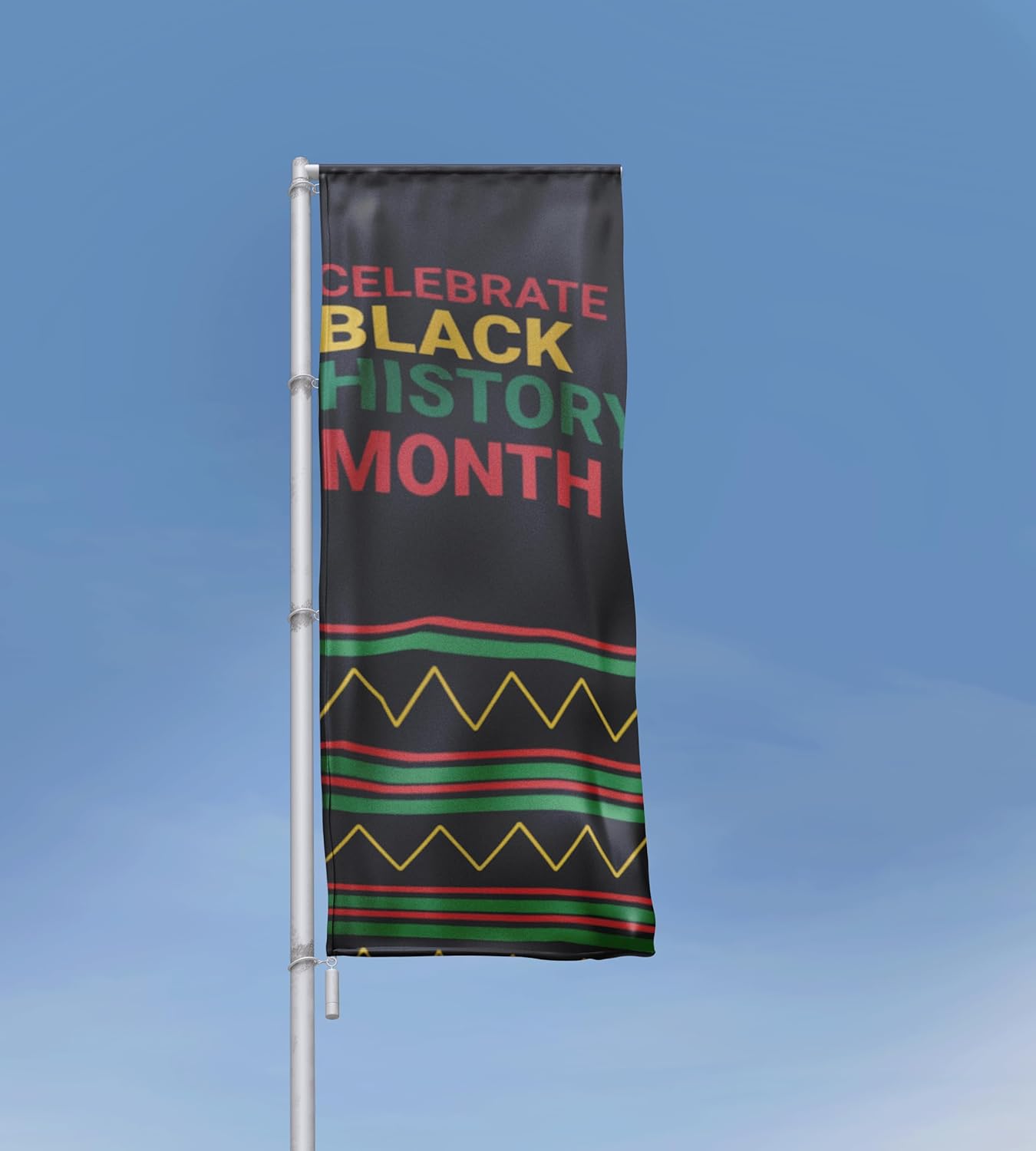 History Month Decorations: History Month Pole Banner, 3 Inch hemmed pole pockets and grommets (Black, 24x36 Inches)