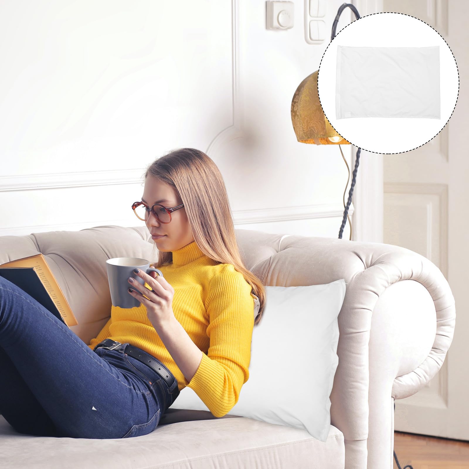 FOMIYES 4 Piezas Funda de Almohada de Poliéster en Color Claro, Cómoda y Fácil de Limpiar, Diseño Elegante para Sofá de Estudio o Sala de Estar