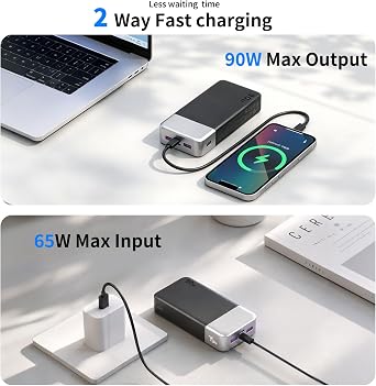 NOBIS 90W 20,000mAh Power Bank, Laptop Portable Charger 4-Port PD Fast Charging Battery Pack Digital Display for Laptop, Tablet, Phone and More