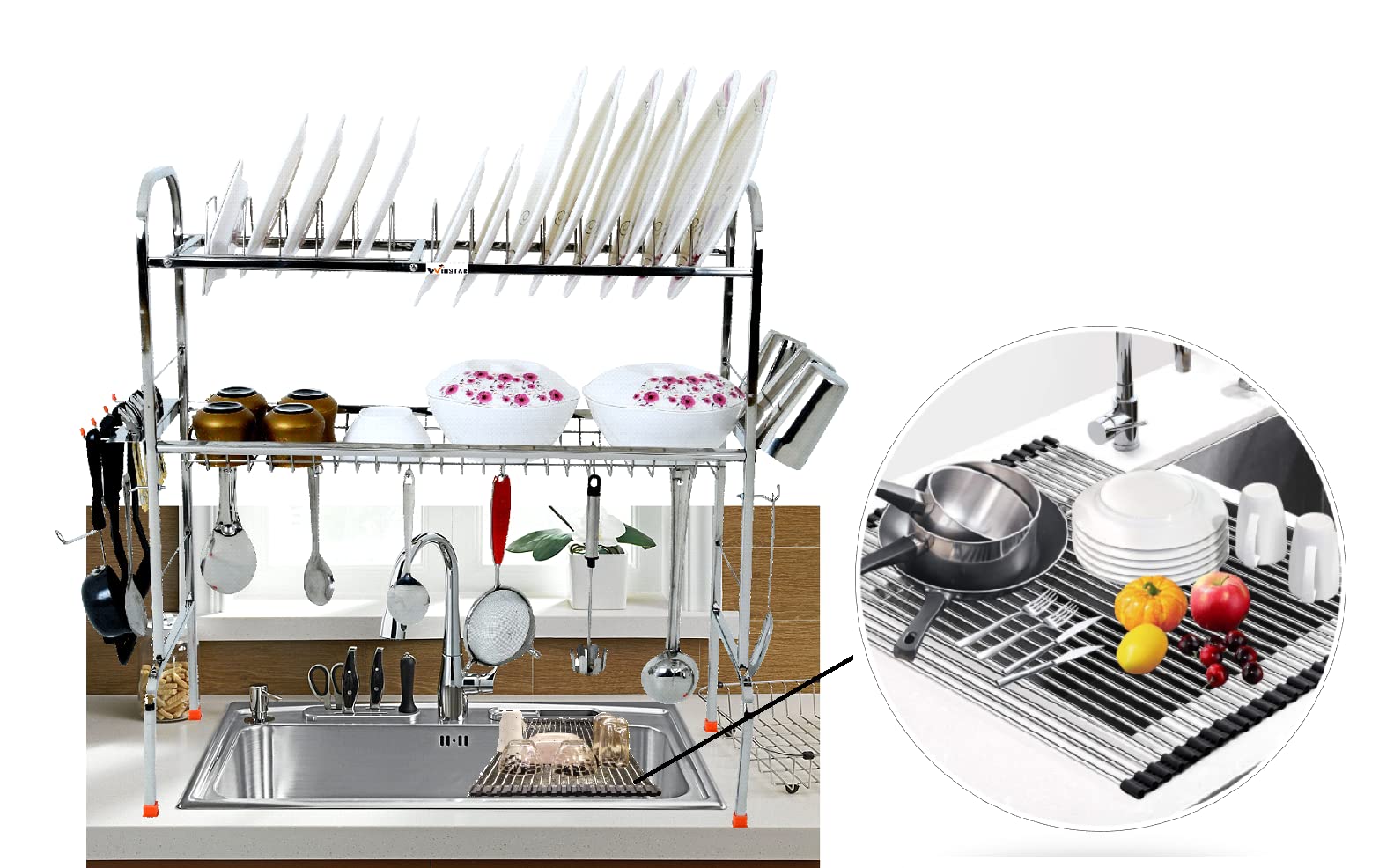 See full amazon price history chart for WINSTAR Stainless Steel Over Sink Dish Drainer Rack + Folding Roll-Up Dish Drainer Mat (14.5x9 In), Space Saving Dish Drying Rack (30X28 In) WINSTAR Stainless Steel Over Sink Dish Drainer Rack + Folding Roll-Up Dish Drainer Mat (14.5x9 In), Space Saving Dish Drying Rack (30X28 In) (B0BBGYHRDD) Amazon Price History, Amazon Price Tracker