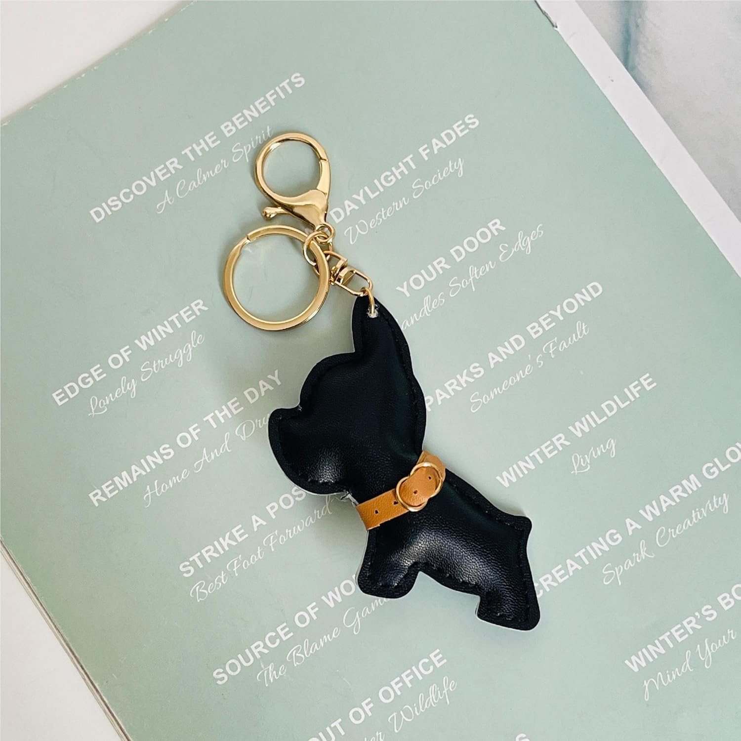 QTMY Leather Dog Keychain Keyring for Women,Purse Charms for Handbags,248 - Image 3