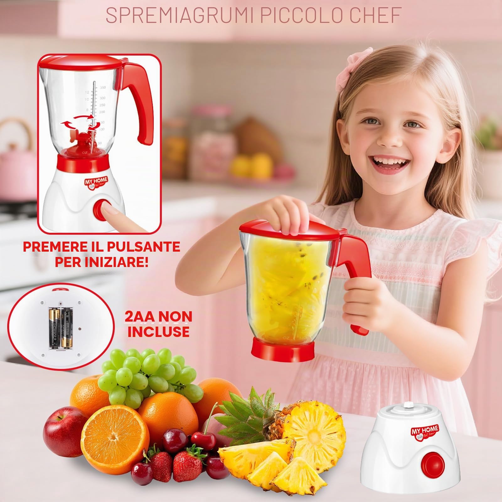 deAO Kit da Cucina con Mixer, Frullatore, Tostapane, con Luci e Suoni