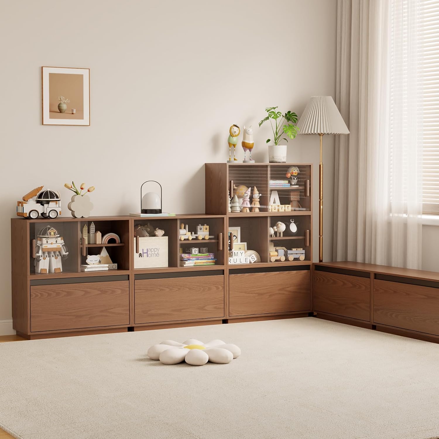 Solid Wood Cabinet with Drawer, Stackable Wooden Storage Unit Organizer as Bookcases, Sideboards Freestanding for Home Office Furniture, for the Living Room Kitchen