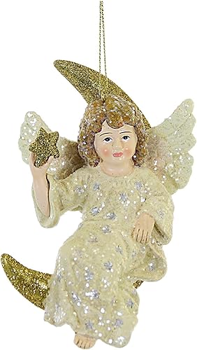 Bethany Lowe Adorno de ángel de luna creciente celestial