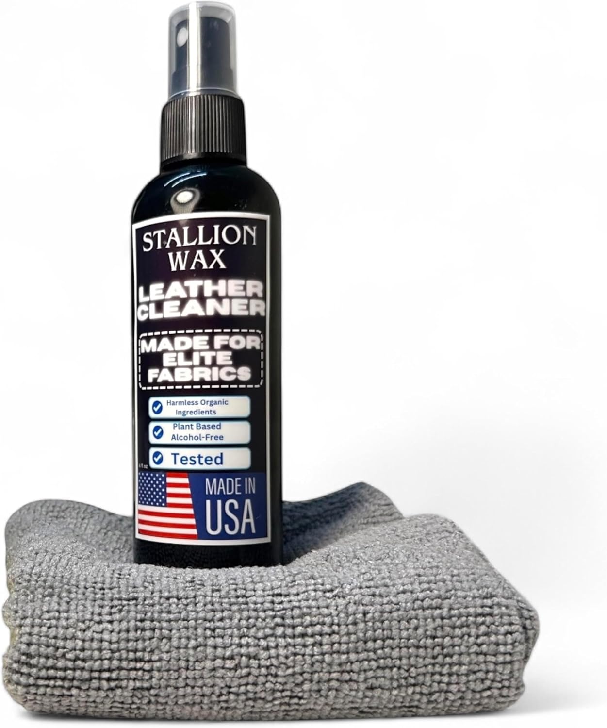 Dark Leather Cleaner Solution – with Microfiber Towel - Made in USA – Quickly Removes Dirt, Stains, and Grime from Black, Brown Furniture, Car Seats, Couches, Handbags for a Smooth Polished Finish