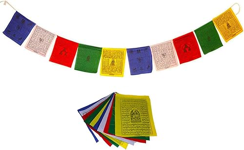 Miniatura 1 de Banderas tibetanas hechas a mano de oración de afirmación tela bandera de la paz de 5 5 x 5 pulgadas banderas de oración del Himalaya Nepal tibetano