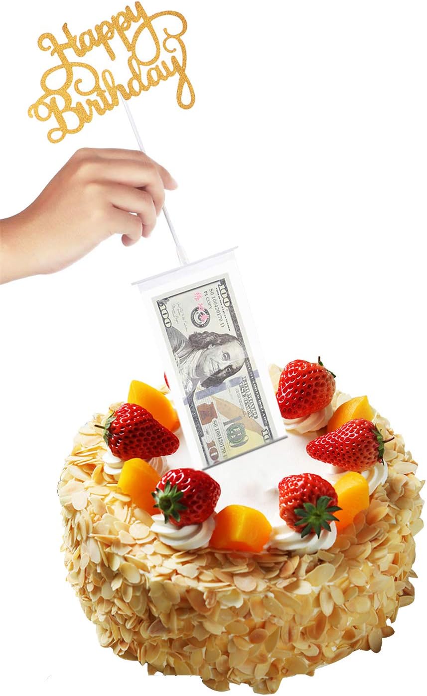 Luxtrip Cake Money Box Set,Money Pulling Cake Making Mold,Cake Money Box,Glitter Heart Cake Toppers,Interesting birthday cake for Birthday Party Decoration