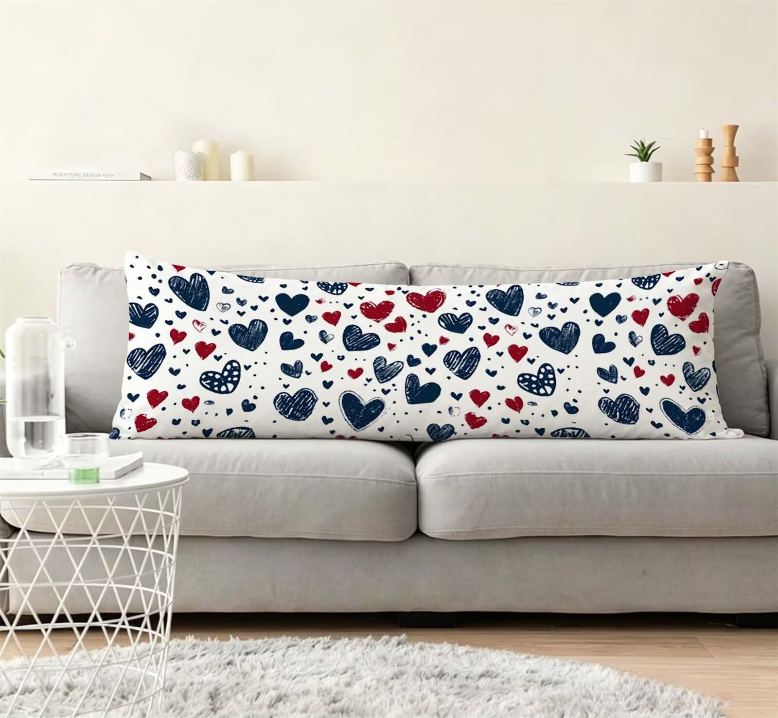 Fodera Cuscino 50 x 150 cm, Abstract-1 Lino Copricuscini Letto, | con Invisibile Cerniera, Morbida e Traspirante, per biancheria da letto, divano, hotel, chi dorme sul fianco Amore j-85
