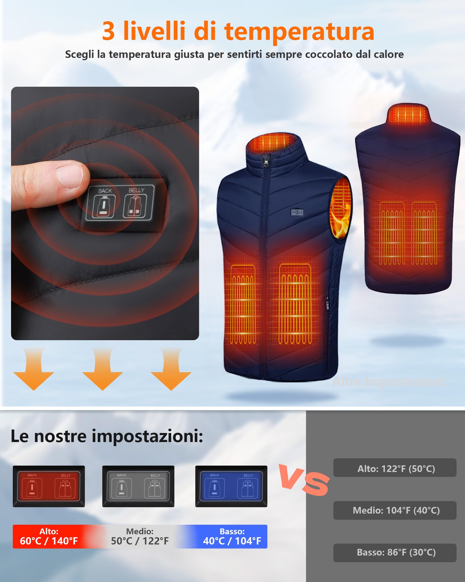 Gilet Riscaldabile per Uomo e Donna, Gilet Riscaldato USB con Batteria da 5 V 10000 mAh, Giacca Calda Invernale per Escursionismo, Caccia, Moto