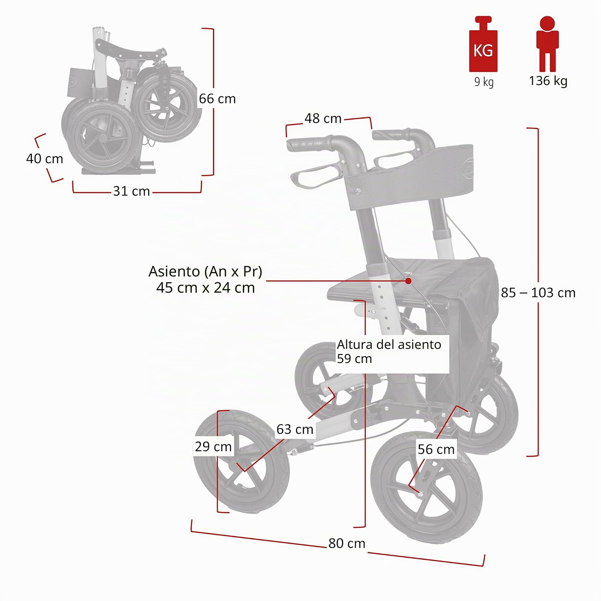 Antar AT51036 - Andador plegable para exteriores (9800 g)