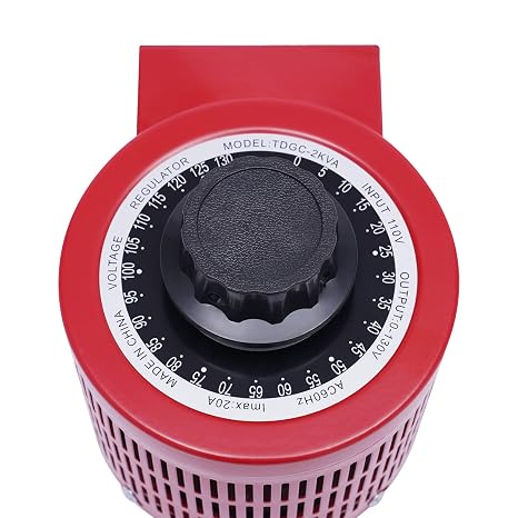 Variable Transformer, 2000 VA 110V 60 Hz. variac Variable Transformer 0-130 Volt Adjustable Output Variable AC Voltage Regulator, Red