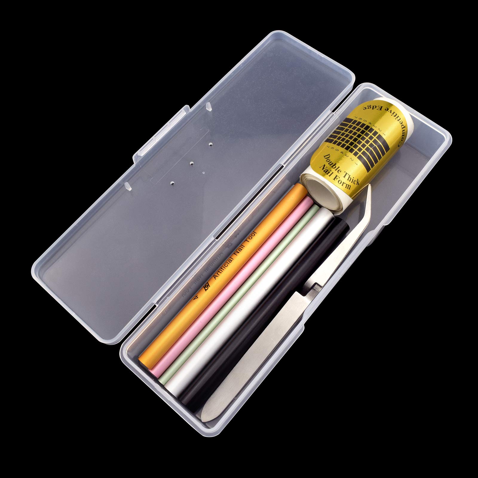 Honey JoyPro Acrylic UV Gel Tips C Curve Pinchers Sculpture Clip Nail Tool Kit Set 6 Pcs Form Curve Rod Sticks + Stainless Steel Nail Shaping Tweezers + 1 Storage Box, HJ-NAT136