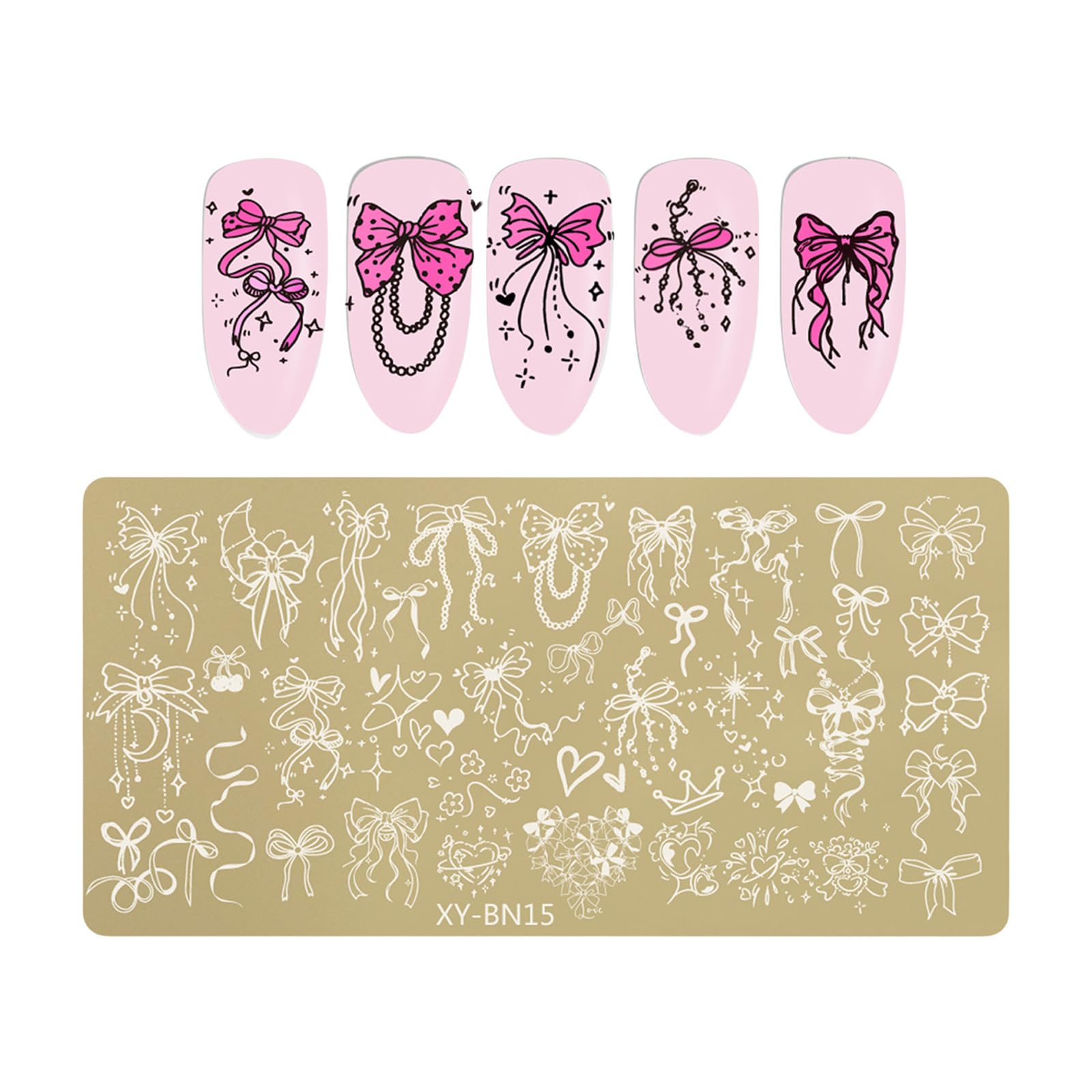 Jazuaiao Butterfly Bowknot Nails Art Stamp Plate Stainless Steel Template Accessories for Professional Manicure Design Nails Art Plates for Home Use