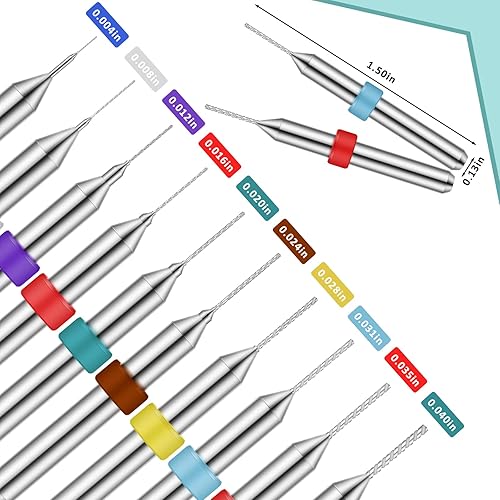 Miniatura 2 de Lothee Juego de 30 brocas de carburo de tungsteno con vástago de tungsteno, placa de circuito de impresión PCB de acero de tungsteno, flauta,
