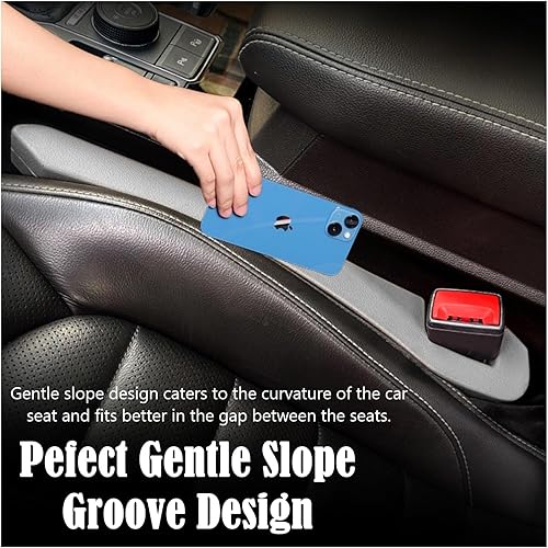 Miniatura 9 de Paquete de 2 fundas para asiento de automóvil con agujeros para cinturón de seguridad, bloqueadores de grietas automáticos, 2 piezas de espacio