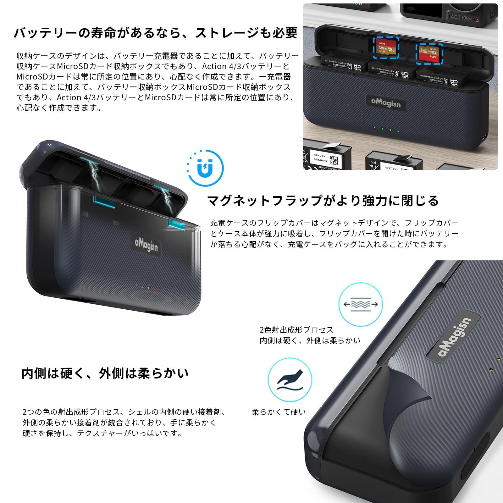 Amazon | TOMGDRACO DJI osmo Action 4バッテリー充電器 急速充電 