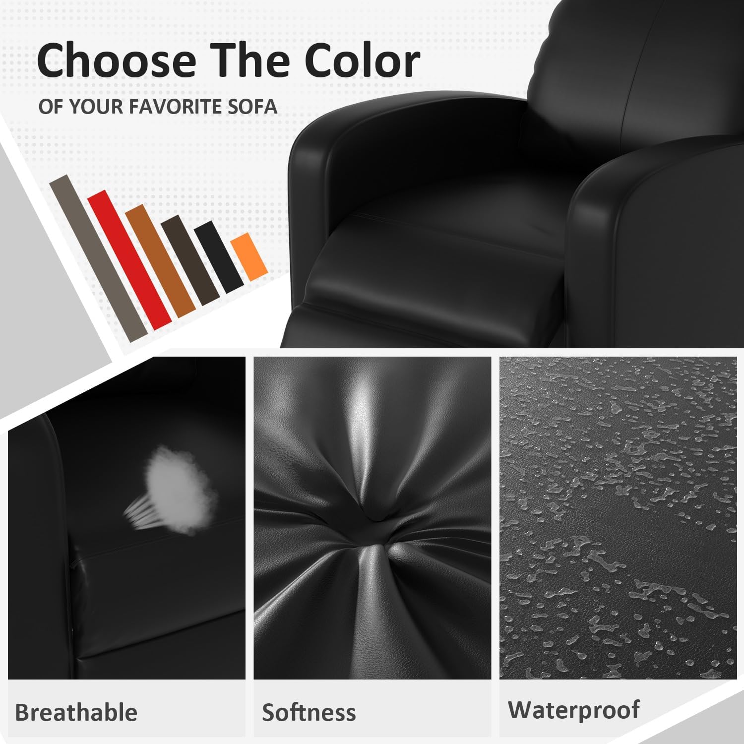 M***age Recliner Chair, Single Sofa Chair with Remote Control, Chair Recliner, Lazy Recliner Chair, Living Room Recliners with Pu Leather Padded Seat Backrest, Recliner Chairs for Adults, Black 5 71siOhoY9+L. AC SL1500