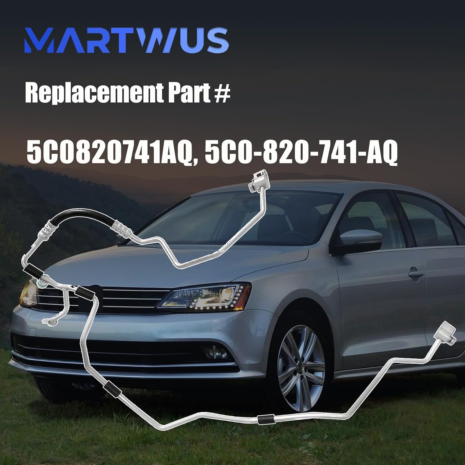 5C0820741AQ AC Hose fit for VW Jetta Beetle Passat 1.8T 2.0T 2015-2016 Only