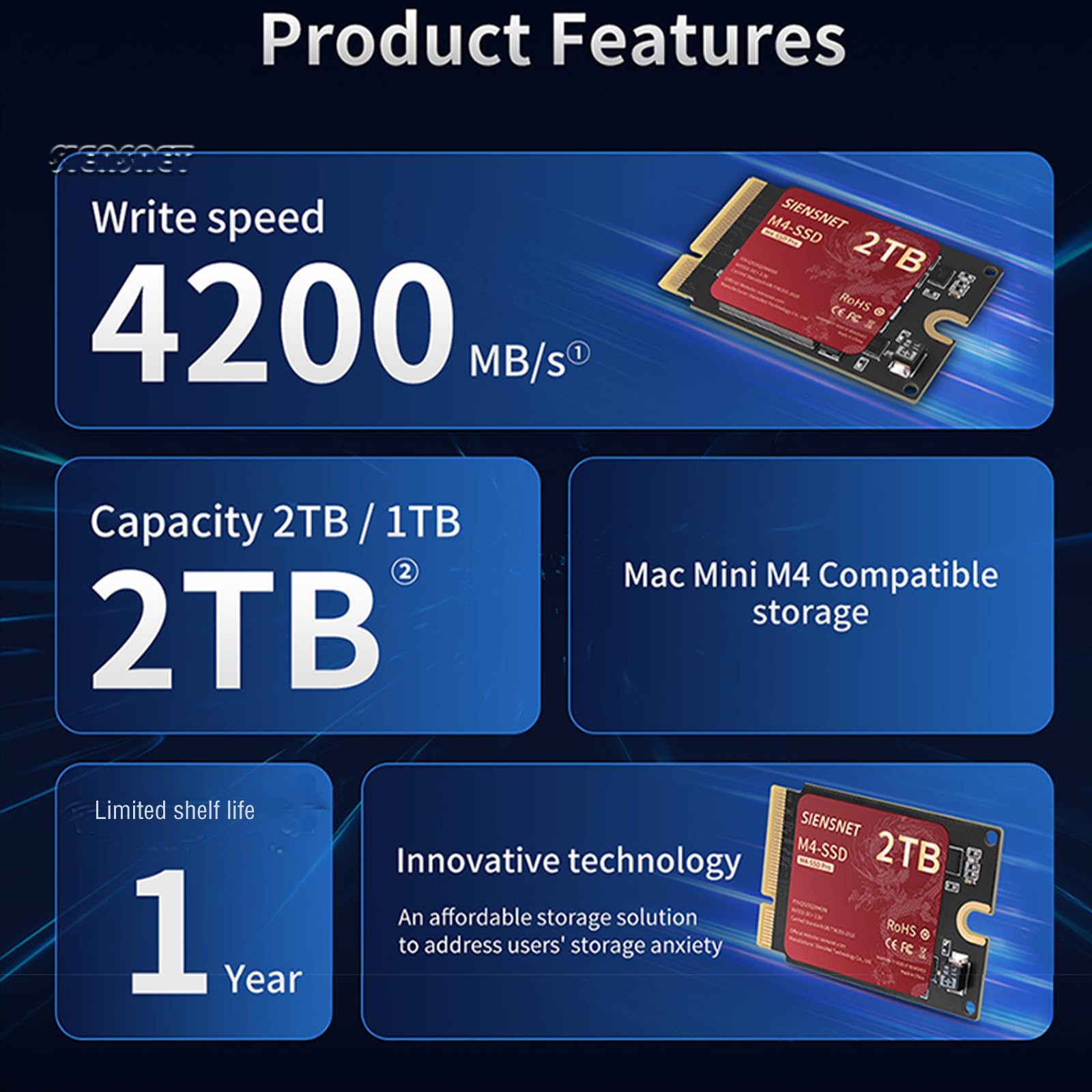 Mac mini M4 SSD 2TB Upgrade Ersatz Speicher Festplatte DIY Solid State Drives Nur für Mac mini M4 Nicht verfügbar für andere Maschinen