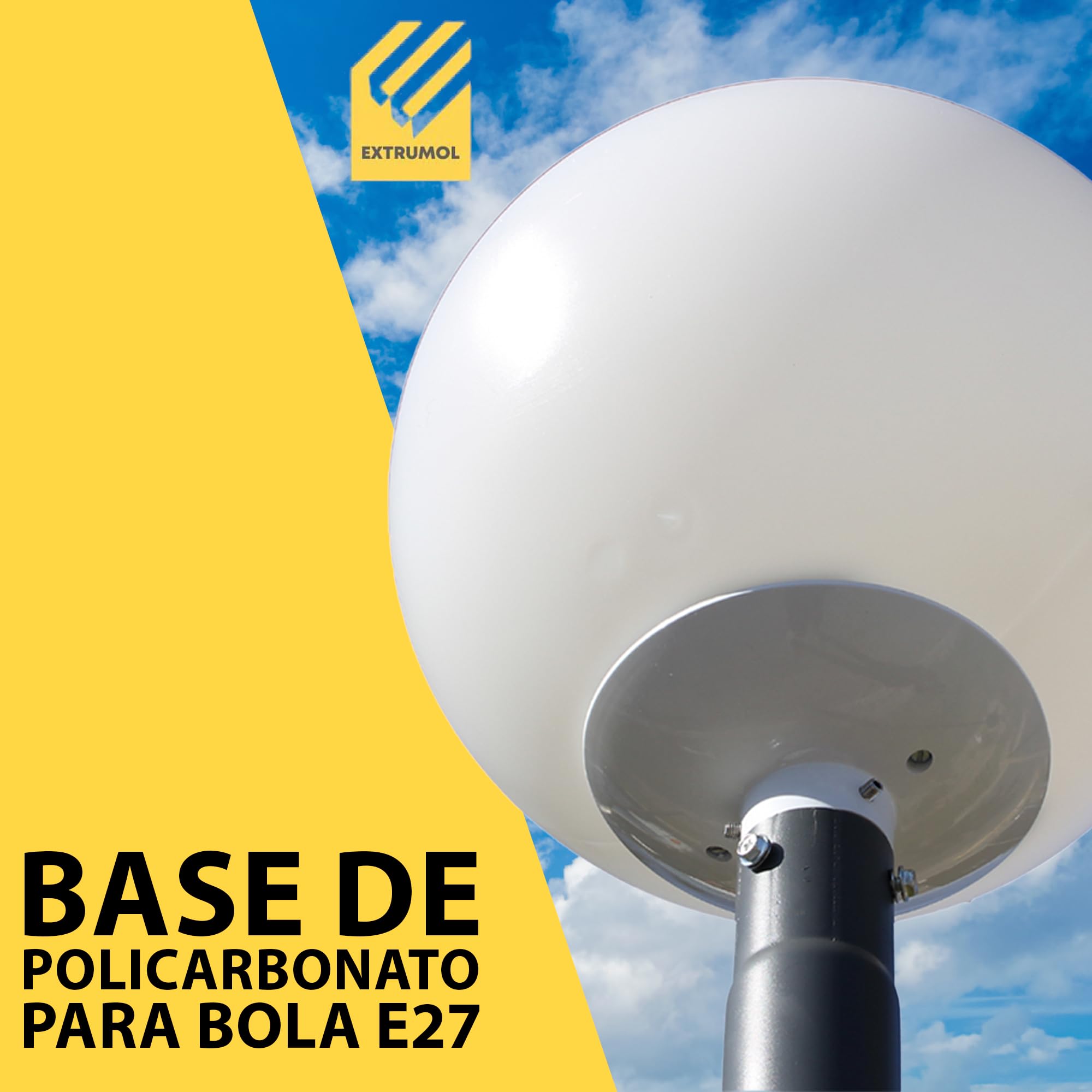 Base gris de policarbonato para bola E27