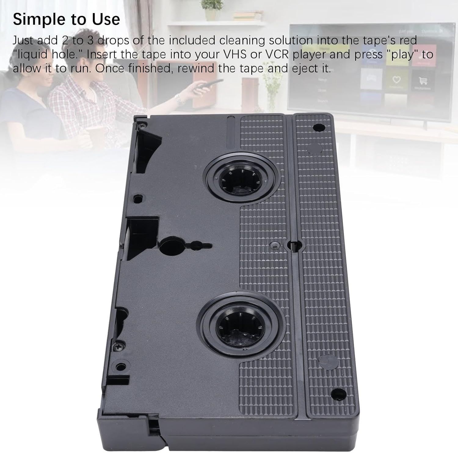 VCR Head Cleaner, Wet Technology, Optimize VHS Video Playback, Reusable Safe Cleaning VHS Video Head Cleaner for VCR Player