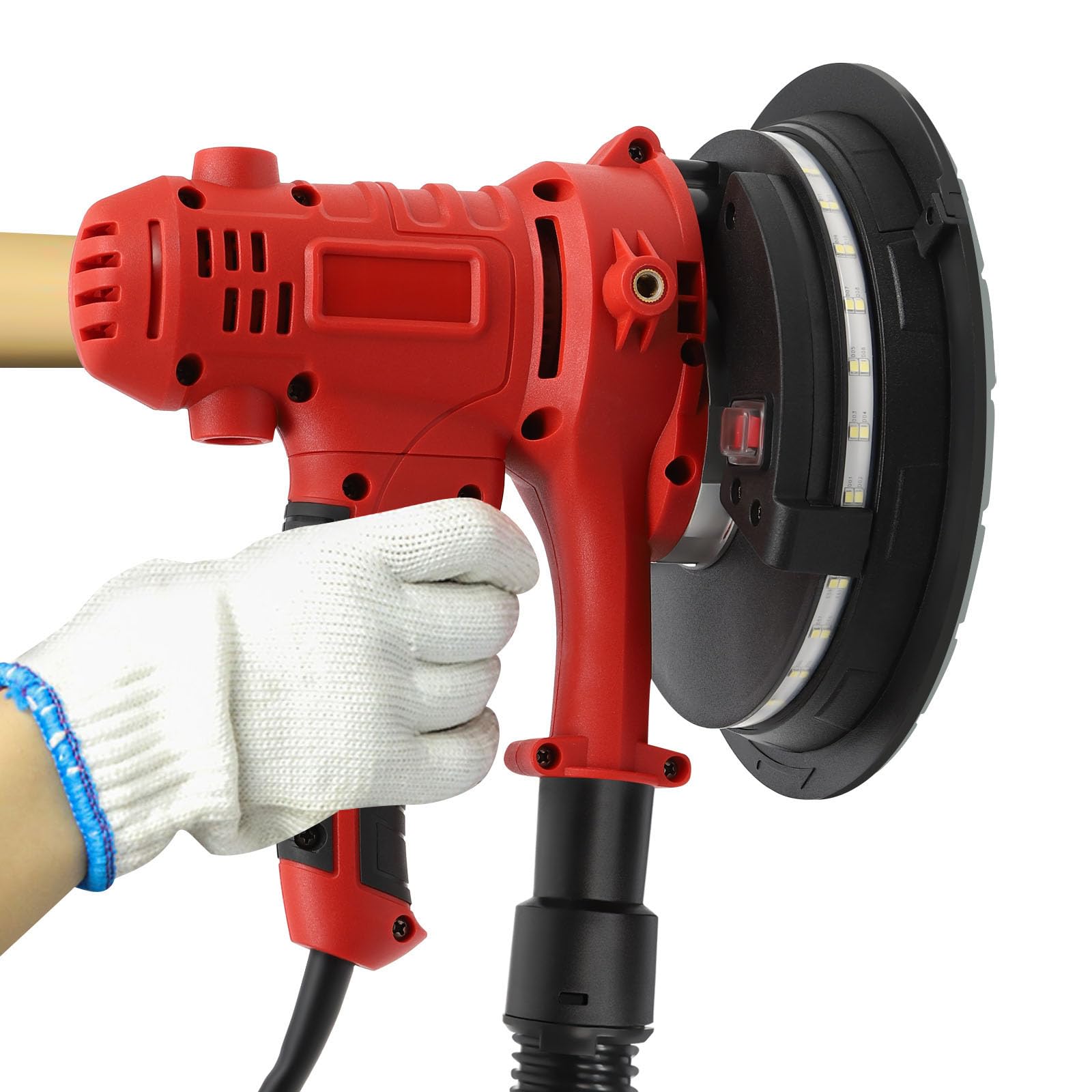 Mejiaren White Handheld Wall Sander, Electric Dust Extraction Plasterboard Sander, Adjustable Vacuum Drywall Sanders, 220V, Suitable For Sanding Plaster Walls, Putty Walls, Cement Walls, Etc.