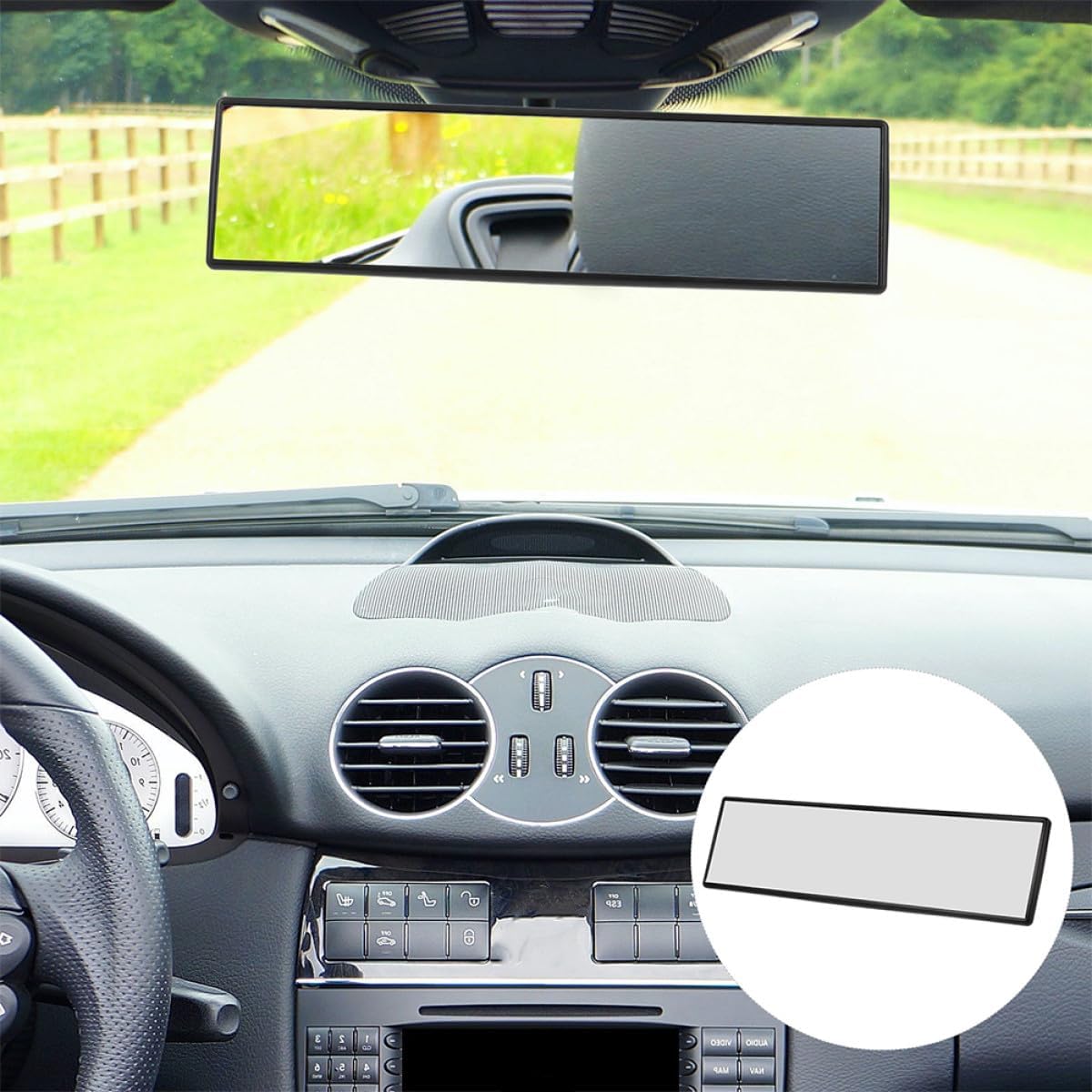 Wide-angle Interior Rear View Mirror 300mm Flat Car Rearview Mirror Replacement White for Vehicle Interior Driving and Parking Assistance